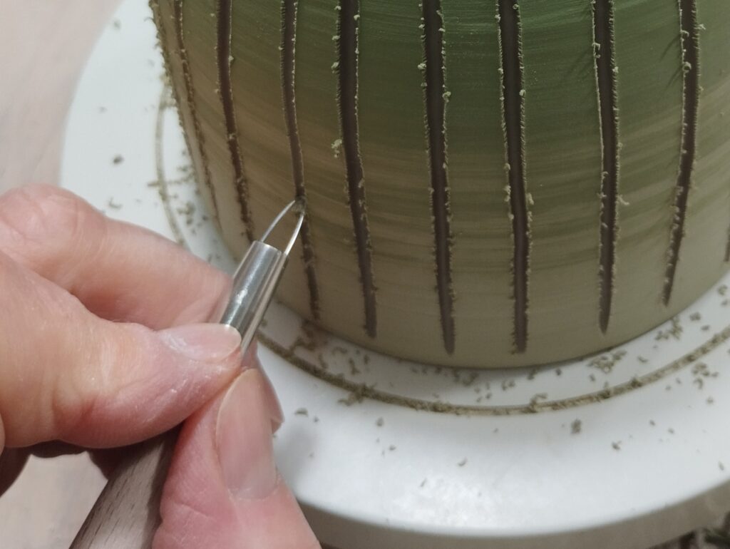 technique du sgrafitto en gros plan