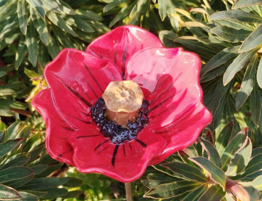 abreuvoir à insectes, coquelicot en céramique 2